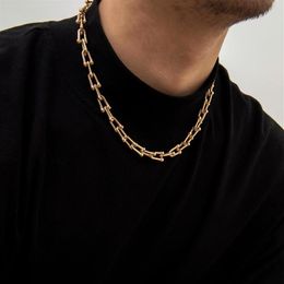 Chains SHIXIN Hiphop U Shap Link Chain Necklace For Men Women Punk Gold Silver Color Choker Necklaces Colar On Neck 2021 Jewelry291l