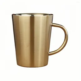 Mugs Nordic Stainless Steel Beer Mug Coffee Water Cup Cold Drinks With Handgrip Double Wall Drinkware Gold Silver 340ml