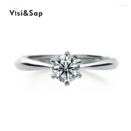 With Side Stones Eleple Classic 6 Shinning Cubic Zirconia Engagement Wedding Rings For Women Accessories White Gold Color Jewelry VSR041