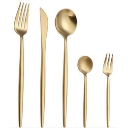 KuBac New 24Pcs set Golden Cutlery Leon Top Stainless Steel Steak LNIFE Fork Party 30PCS Cutlery Dinnerware Set Dining appliance X241d