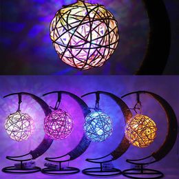 Creative Handmade Hemp Rope Rattan Ball Lamp Decor Light hom lving2733