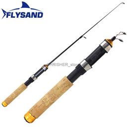 Boat Fishing Rods FLYSAND Ice Fly Fishing Rod Winter Shrimp Ice Fishing Rod Pole Portable Winter Spinning Fishing Tackle 3 Sections Pole 25-60cmL231223