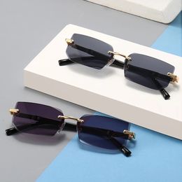 Fashion Rimless Sunglasses Men Women e Frameless Sun Glasses Male Female Classic Small Square Summer Traveling Shades 231222