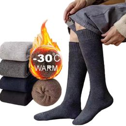 Men's Socks Winter Knee Long Wool Keep Warm Longer Stocking Compression Terry Cotton Thicken Cover Calf Sokken Gift