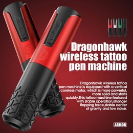 Machine Dragonhawk Armour Wireless Battery Pen Hine Rotary Tattoo Pen Charge and Replace the Battery Led Display Permanent Make Up