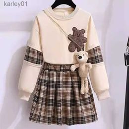 Skirts Girls Set Spring and Autumn New Children's Short Skirt Two Piece Set Little Kids Pure Cotton Clothes Baby Girl Clothes 8 7 5 12Y YQ231223