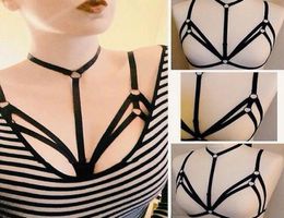 2017 Sexy Women Pastel Goth Garter Belt Pentagram Punk Cage Bra Erotic Lingerie Harness Bralette Bondage Suspender6932952