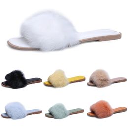 Designer fur household cotton slippers for women fashion pink yellow black white sandals womens outdoor winter Scuffs