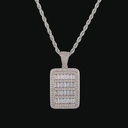 New Bling Cage Dog Tag Necklace & Pendant Men's Hip Hop Jewellery Steel Rope Chain Gold Colour Full Cubic Zircon For Gift283R