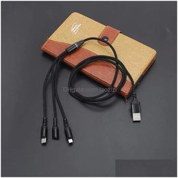 Cell Phone Cables S 3 In 1 Micro Usb Type C Fast Charging For Smart Phones Y10113 Drop Delivery Accessories Dh2Xi