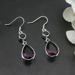 Dangle Earrings Hermosa Fantasy PurpleAmethyst Silver Colour For Women Fashion Jewellery 1 7/8 Inch ME104