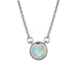 LuckyShine 5 Pcs Top Quality Round Fine Blue White Opal Gemstoe Silver Pendants Women's Rose Gold Charm Necklace Pendants Jew304M