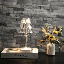 Night Lights Italian Kartell Battery USB Touch Sensor Bed Lamp Decor Restaurant Table Lamps Acrylic Diamond Desk Light Fixtures293P