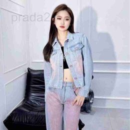 Women's Jackets Designer 2024 Early Spring Tie Dyed Gradient Western Style Slim Fit Letter Button Short Denim Coat Y2VY