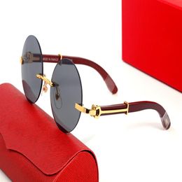 Luxury fashion Sunglasses rimless designer glasses round lens metal wooden retro unisex with original box frameless oval 2021 Orna264a