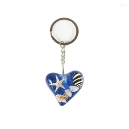 Keychains Shell Conch Drip Glue Metal Keychain Ocean Series Creative And Handmade Heart Shaped