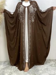 Ethnic Clothing African Women Eid Muslim Abaya Hooded Dress Ramadan Morocco Cardigan Diamonds Abayas Dubai Kaftan Islam Long Robe Pearls