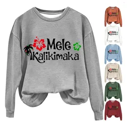 Women's Hoodies Christmas Mele Kalikimaka Tree Hoodie Casual Sweatshirts Crew Neck Fun Shirt Gifts