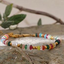 Strand Natural Beaded Rainbow Stones With White Pearls Bracelet Gemstone Necklace Set For Women Jewellery Gift Her