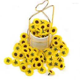 Decorative Flowers 10Pcs/lot Simulated Sunflower Handmade Accessories Chrysanthemum Head Small Flower Home Decoration Artificial