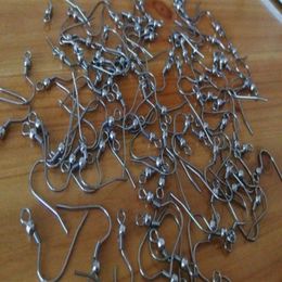 whole 500pcs Fashion Jewellery finding Surgical Stainless Steel Ear Wires Hooks -with Bead Coil Earring Findings Silver tone D224B