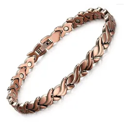 Link Bracelets 6mm Punk Fashion Red Copper Magnetic Bio Energy For Women Hiphop Fish Design Healing Magnet Chain Bangle Jewelry