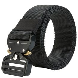 Tactical Nylon Belt Men SWAT Combat Molle Belts Army Metal Buckle Equipment Survival Belts Jeans Waist Strap 125 135cm205v