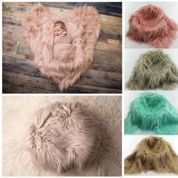 Blankets Born Baby Pography Props Fake Fur Rug Plush Background Basket Stuffer Filler Infant Po Blanket