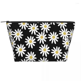 Cosmetic Bags Love Daisy Floral Trapezoidal Portable Makeup Daily Storage Bag Case For Travel Toiletry Jewellery