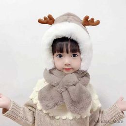 Scarves Wraps Children Beanies Hats Cute Soft Baby Scarf Cap for Winter Kids Girls Bear Cap Warm Thicker Cap Neck Ears Protected Boys Hat