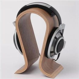 Earphones U Shape Wooden Headphones Stand Detachable Wooden Desktop Headphone Display Stand Holder Bracket Hanger Rack for Home Office