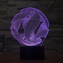 Abstract Space 3D Optical Illusion Colourful Lighting Effect USB Powered LED Decoration Night Light Desk Lamp202L