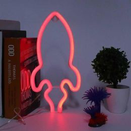 Night Lights Neon Lamp Innovative Rocket Shape LED Sign Baby Room Christmas Wedding Party Supplies239N