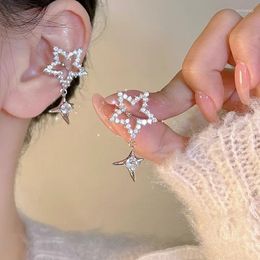 Backs Earrings KADRUFI Shiny Rhinestone Star Ear Clip No Piercing Cuff For Women Korean Fashion Kpop Fake Cartilage Earring Jewelry Gift