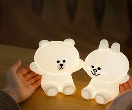 Lovely Bunny Bear Led Night Light USB Cute Bear Soft Lamps Silicone For Baby Kids Bedroom Decor Novelty Gift Drop With Box8576045