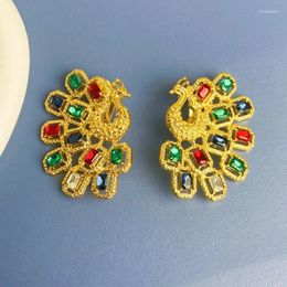 Backs Earrings Vintage Personality Exaggerated Imitation Crystal Niche Animal With Accessories French Phoenix Style Ear Clips