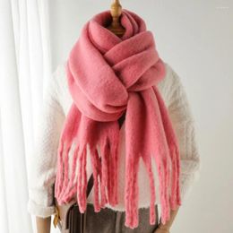 Scarves Warm Tassel Scarf Cosy Thickened Solid Colour For Women Fall Winter Soft Wide Shawl With Long Neck Protection