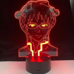 Saiki K Anime Lamp The Disastrous Life of Saiki K for Bedroom Acrylic 3D Lamp Decor Nightlight Kids Fans Birthday Christmas Gift290N