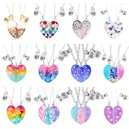 Pendant Necklaces Cute Cartoon Glitter Heart For Women Girls Magnet Attract Butterfly BFF Charm Clavicle Chain Friendship Jewelry Gifts