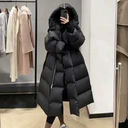 Women's Down Parkas Big Quilt Wearing Two White Goose Down Jackets Winter New Thickened Long Hooded Knee Length Niche Bread Jacket