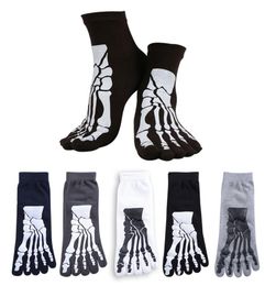 New Whole5 Colours Punk Rock Men039s 3D Print Terror Skeleton Toe Socks Hip Hop Scary Skull Five Finger Odd Sox Bone Male S6991011