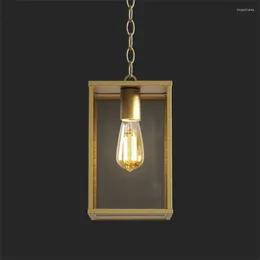 Pendant Lamps American Country Copper Frame Glass Lights Retro Modern LOFT Industrial Living Room Aisle Balcony Fixtures