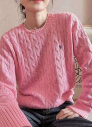Women's Knits Tees Winter New Long Sleeve Vintage Twist Knitted Sweater Women Pink Grey Black Baggy Knitwear Pullover Jumper Female Clothing G1635