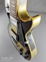 Özelleştirilmiş elektro gitar, altın ve gümüş, gümüş aksesuarlar, stokta, yıldırım ücretsiz gönderim