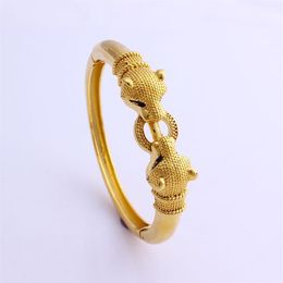 Fansheng high quantily charm Leopard bangle 24 k Solid Yellow Gold GF bangles for women men Jewellery African Ethiopian gift305L