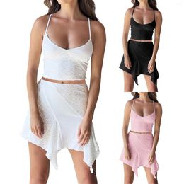 Work Dresses 2pcs Women's Dress Vestido Sets Sexy Sleeveless Backless Patch Tank Top Pencil Mini Skirt Streetwear Fashion Clothing For Women