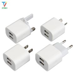 30pcs New Design White 2 Ports 2USB Dual USB Cell Phone Charger 5V 2A EU US AU UK Plug Wall Power Adapter for iPhone Samsung HTC5860864