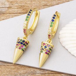 Dangle Earrings AIBEF Gold Colour For Women Crystal Awl Drop Charms Colourful CZ Zirconia Statement Wedding Jewellery Gifts