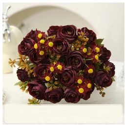 Decorative Flowers Wedding Floral Artificial Roses Bundle Silk Fake Flower Valentine's Day Gift Party Decoration Simulation Diamond Rose