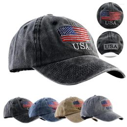 Ball Caps American Flag Baseball Hat Women's Breathable Water Wash Letter Cotton Old Retro Embroidery Adjustable Made J7K4